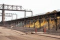 bins with yellow sand and other granular materials the photo was made ??in a steel plant located in ukraine